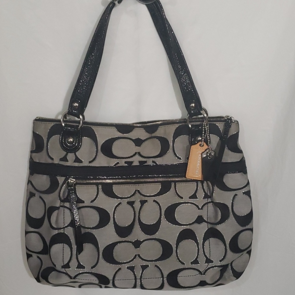 Coach Large Poppy Grey/Black/Silver Bag